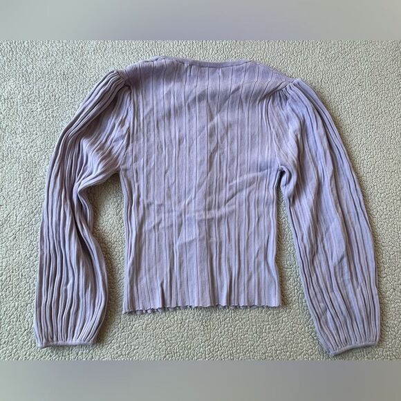 MNG LILAC BUTTON DOWN PEARL BUTTONS BELL SLEEVE TOP XS WOMENS - Picture 2 of 6